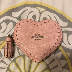 COACH Pink Heart Studded Coin Purse -USED